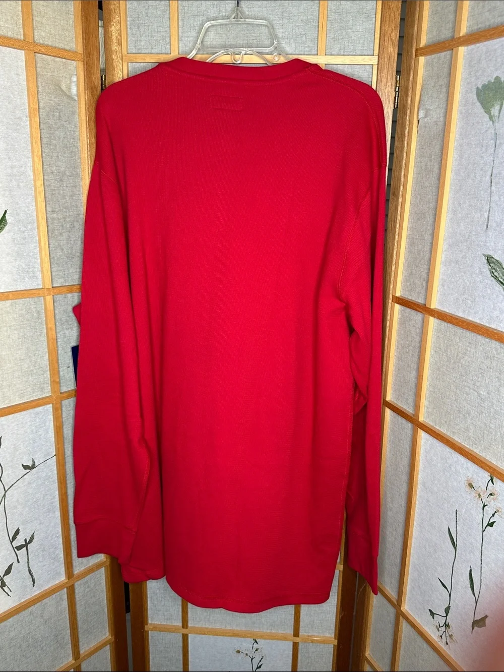 NWT Polo Ralph Lauren Red Waffle-Knit Thermal Long-Sleeve Henley Shirt Size 2XL